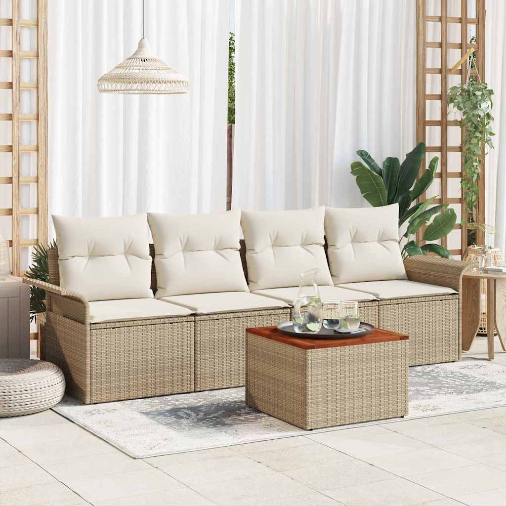 Havesofa Sæt med pude med opbevaring 5 pcs Beige og creme
