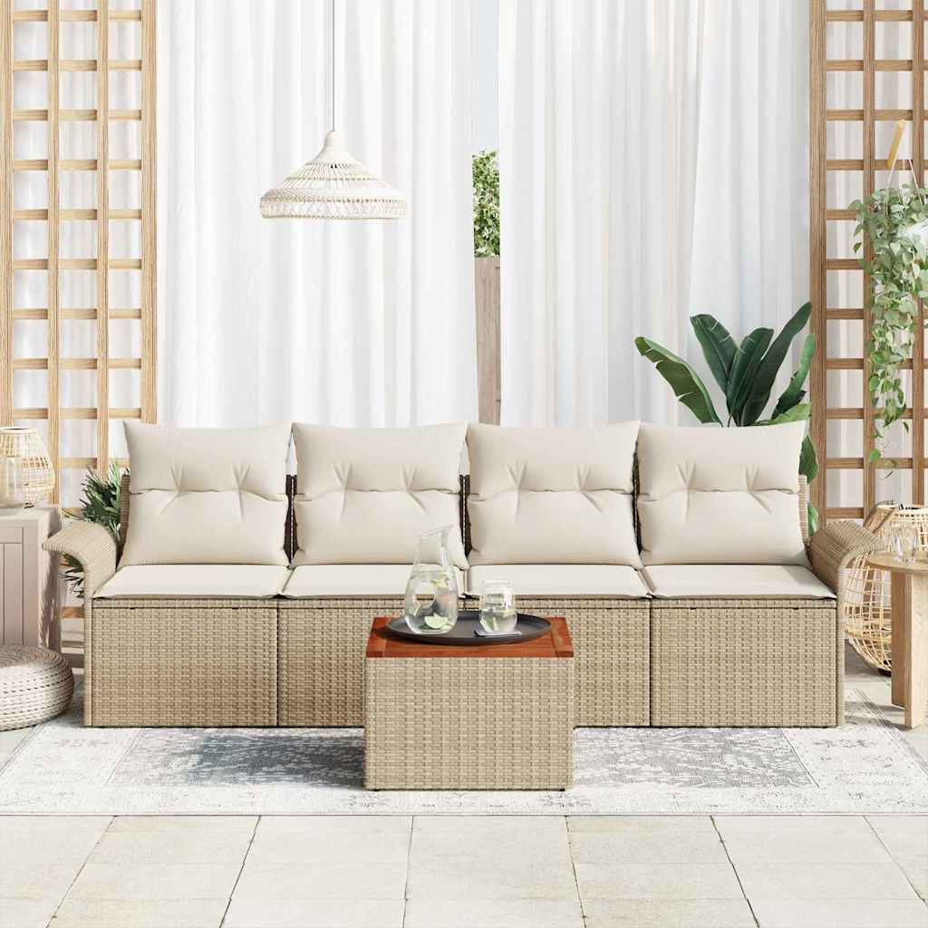 Havesofa Sæt med pude med opbevaring 5 pcs Beige og creme