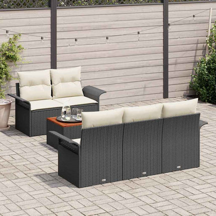 Havesofa Sæt 6 stk. 5-Antal sæder Sort og Cream polyrattan