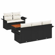 Havesofa Sæt med opbevaring 6 pcs Sort og Cream polyrattan