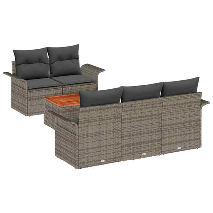 Havesofa Sæt 6 stk. 5-Antal sæder Grå polyrattan