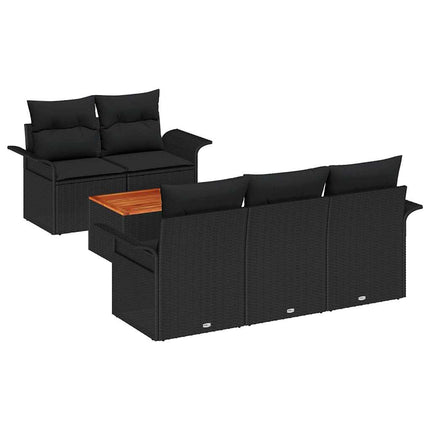 Havesofa Sæt med opbevaring 6 pcs Sort polyrattan