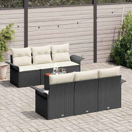Havesofa Sæt 7 stk. 6-Antal sæder Sort og Cream polyrattan