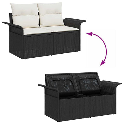 Havesofa Sæt 7 stk. 6-Antal sæder Sort og Cream polyrattan