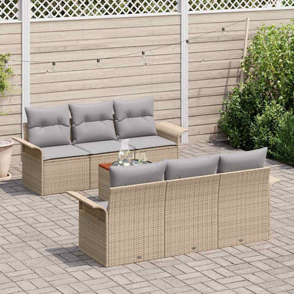 Havesofa Sæt 7 stk. 6-Antal sæder Beige og lys grå polyrattan