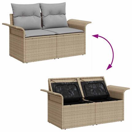 Havesofa Sæt 7 stk. 6-Antal sæder Beige og lys grå polyrattan