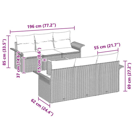 Havesofa Sæt 7 stk. 6-Antal sæder Beige og lys grå polyrattan