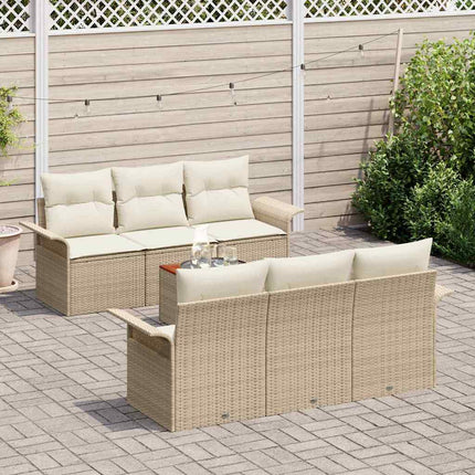 Havesofa Sæt 7 stk. 6-Antal sæder Beige og creme polyrattan