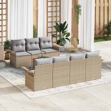 Havesofa Sæt 8 stk. 7-Antal sæder Beige og lys grå polyrattan