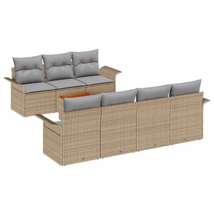 Havesofa Sæt 8 stk. 7-Antal sæder Beige og lys grå polyrattan