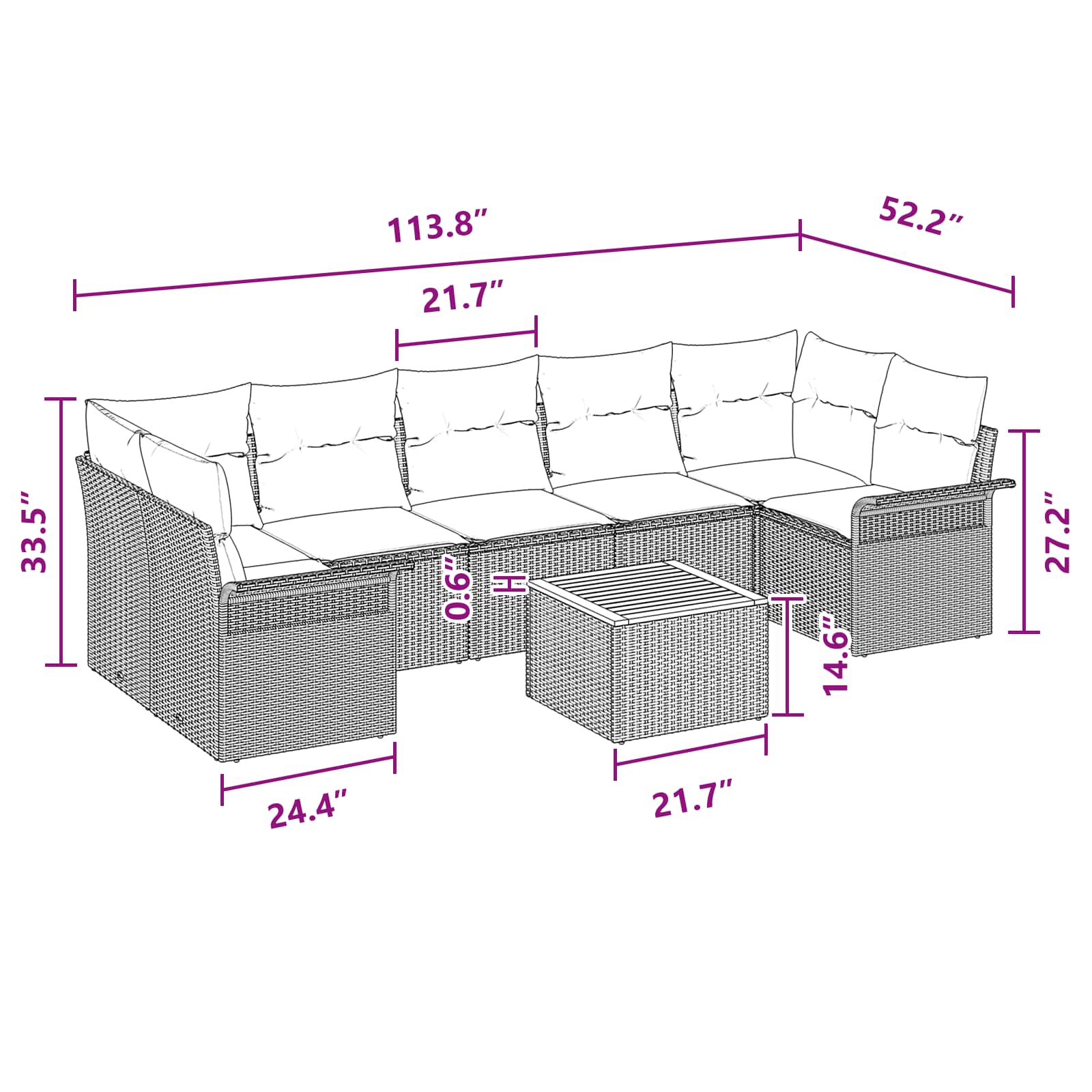 Havesofa Sæt med opbevaring 8 pcs Sort og turkis polyrattan