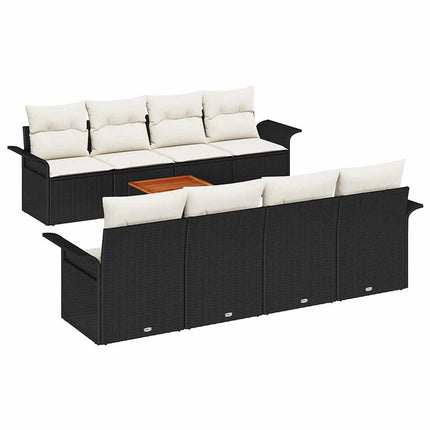 Havesofa Sæt 9 stk. Sort og Cream polyrattan
