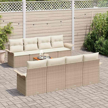 Havesofa Sæt 9 stk. Beige og creme polyrattan