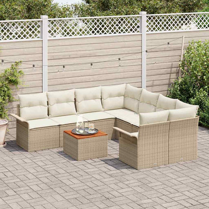 Havesofa Sæt 9 stk. 8-Antal sæder Beige og creme polyrattan