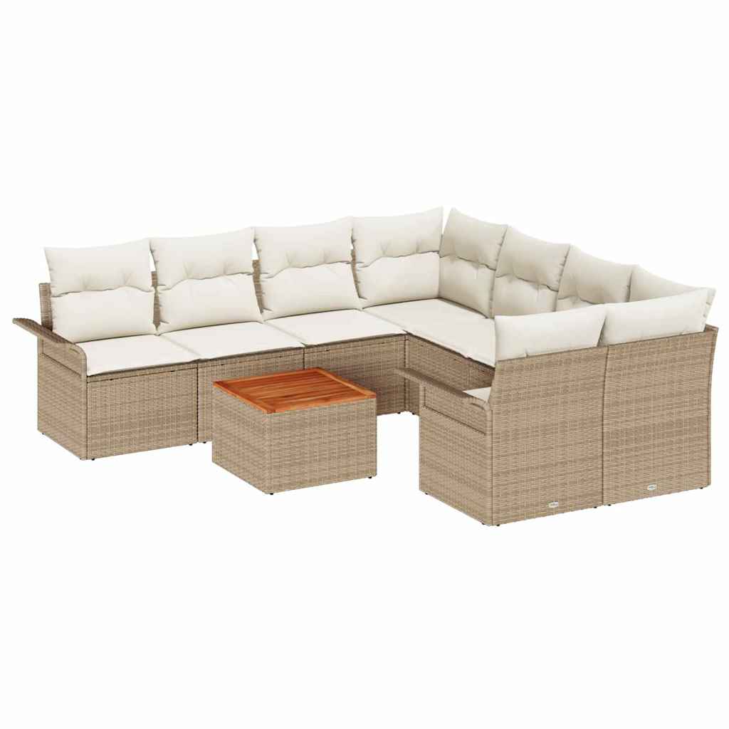 Havesofa Sæt med pude med opbevaring 9 pcs Beige og creme