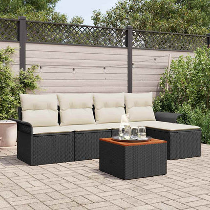 Havesofa Sæt 6 stk. Sort og Cream polyrattan