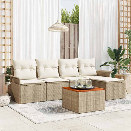Havesofa Sæt 6 stk. Beige og creme polyrattan