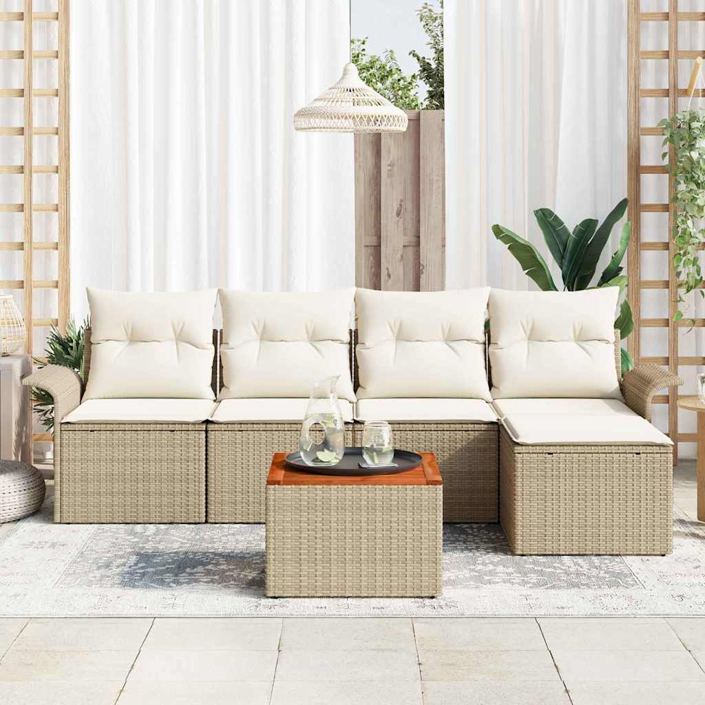 Havesofa Sæt med pude med opbevaring 6 pcs Beige og creme