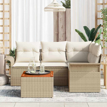 Havesofa Sæt 5 stk. 4-Antal sæder Beige og creme polyrattan