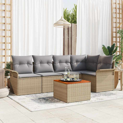 Havesofa Sæt 6 stk. 5-Antal sæder Beige og lys grå polyrattan