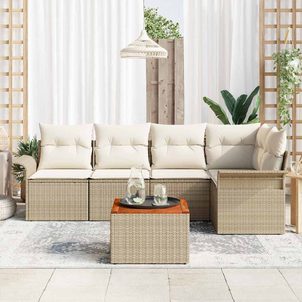 Havesofa Sæt med pude med opbevaring 6 pcs Beige og creme