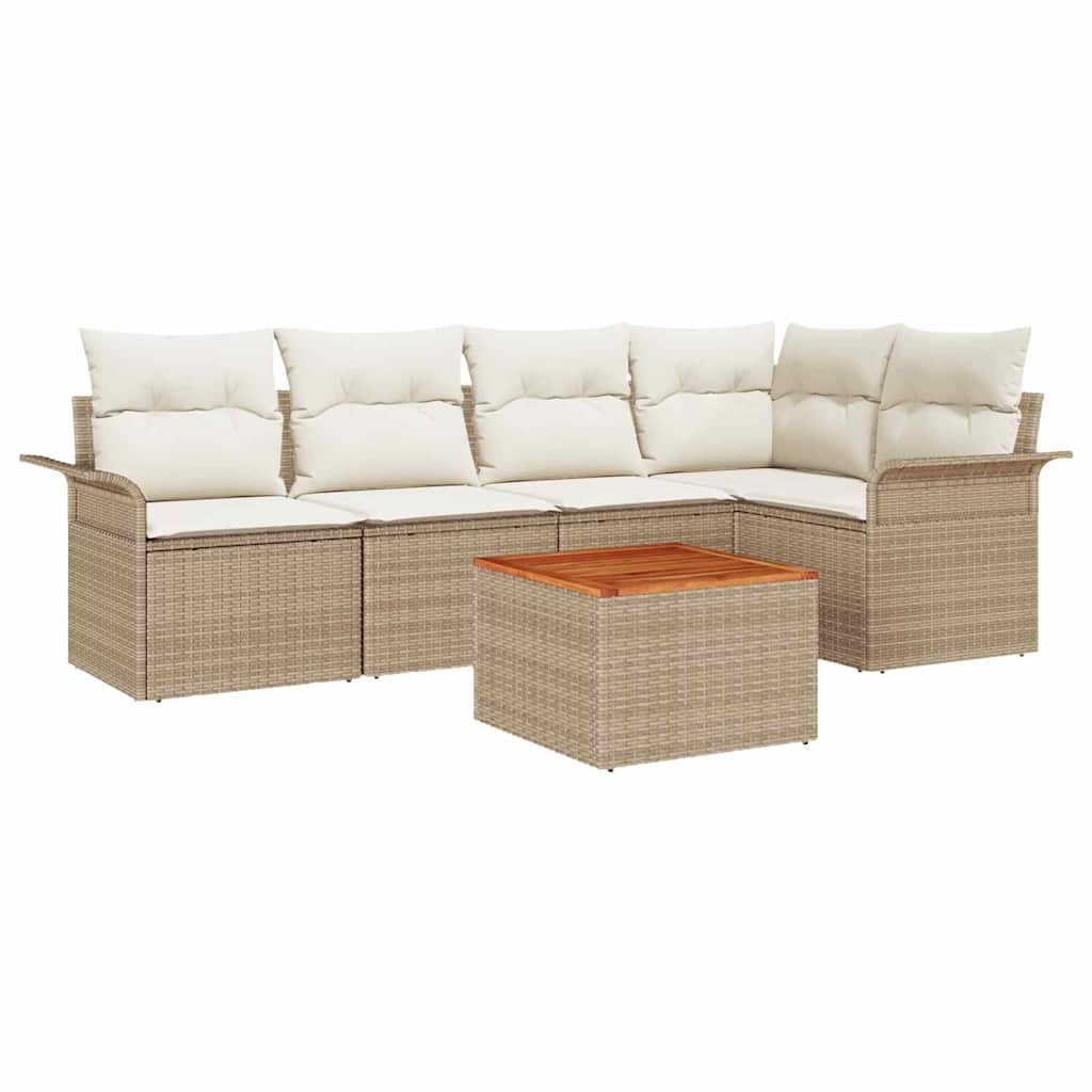 Havesofa Sæt med pude med opbevaring 6 pcs Beige og creme