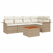 Havesofa Sæt med opbevaring 6 pcs Beige og creme polyrattan