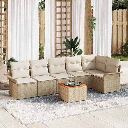 Havesofa Sæt 7 stk. 6-Antal sæder Beige og creme polyrattan
