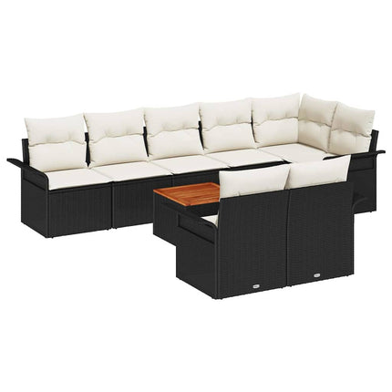 Havesofa Sæt 9 stk. 8-Antal sæder Sort og Cream polyrattan