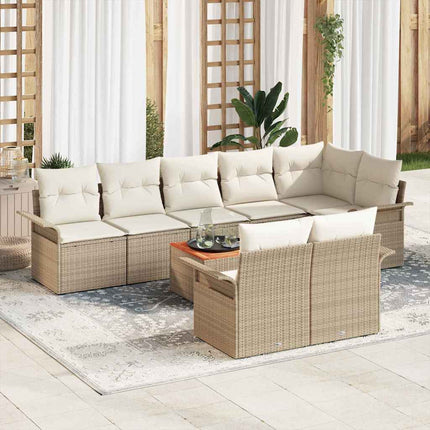 Havesofa Sæt 9 stk. 8-Antal sæder Beige og creme polyrattan