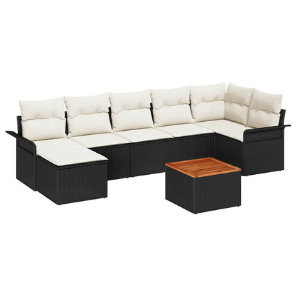 Havesofa Sæt med opbevaring 8 pcs Sort og Cream polyrattan