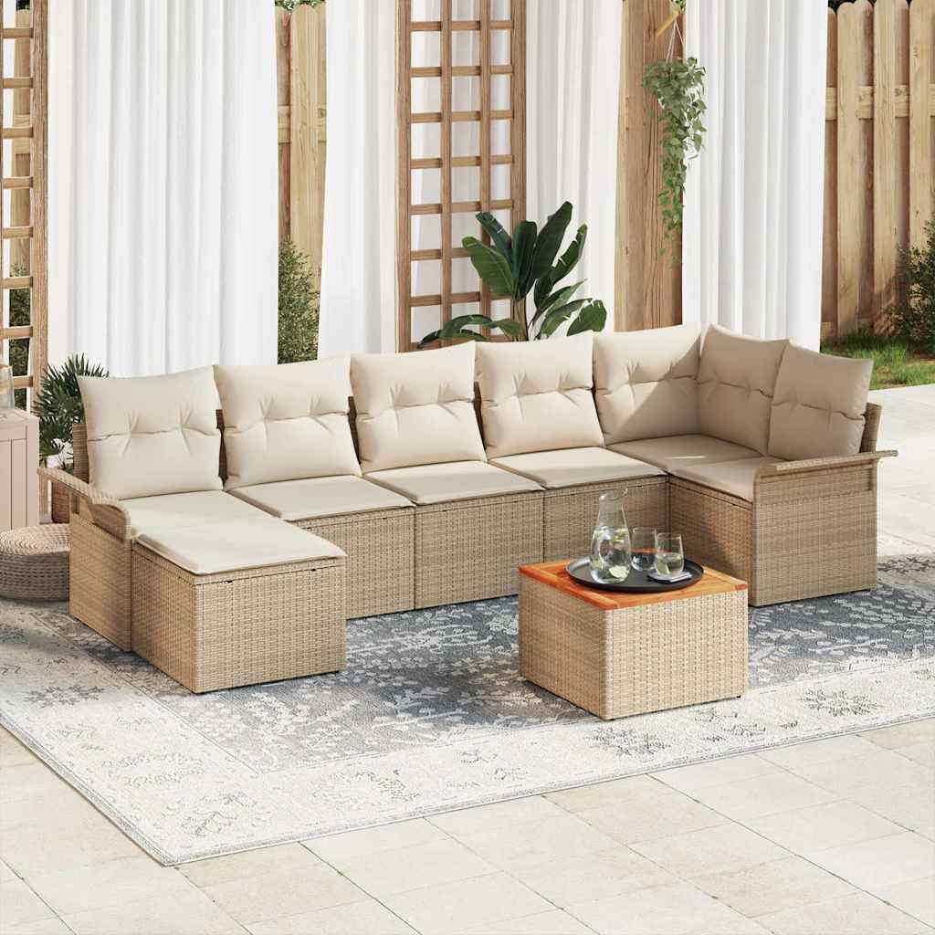 Havesofa Sæt med pude med opbevaring 8 pcs Beige og creme