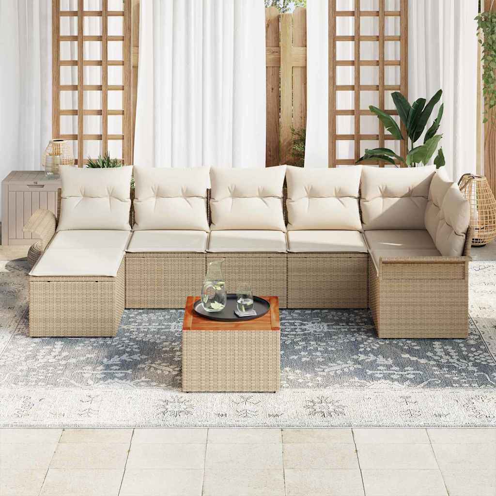 Havesofa Sæt med pude med opbevaring 8 pcs Beige og creme