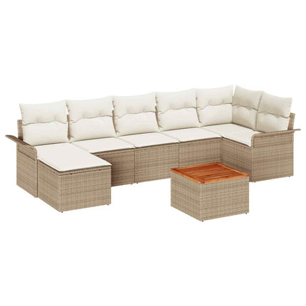 Havesofa Sæt 8 stk. Beige og creme polyrattan