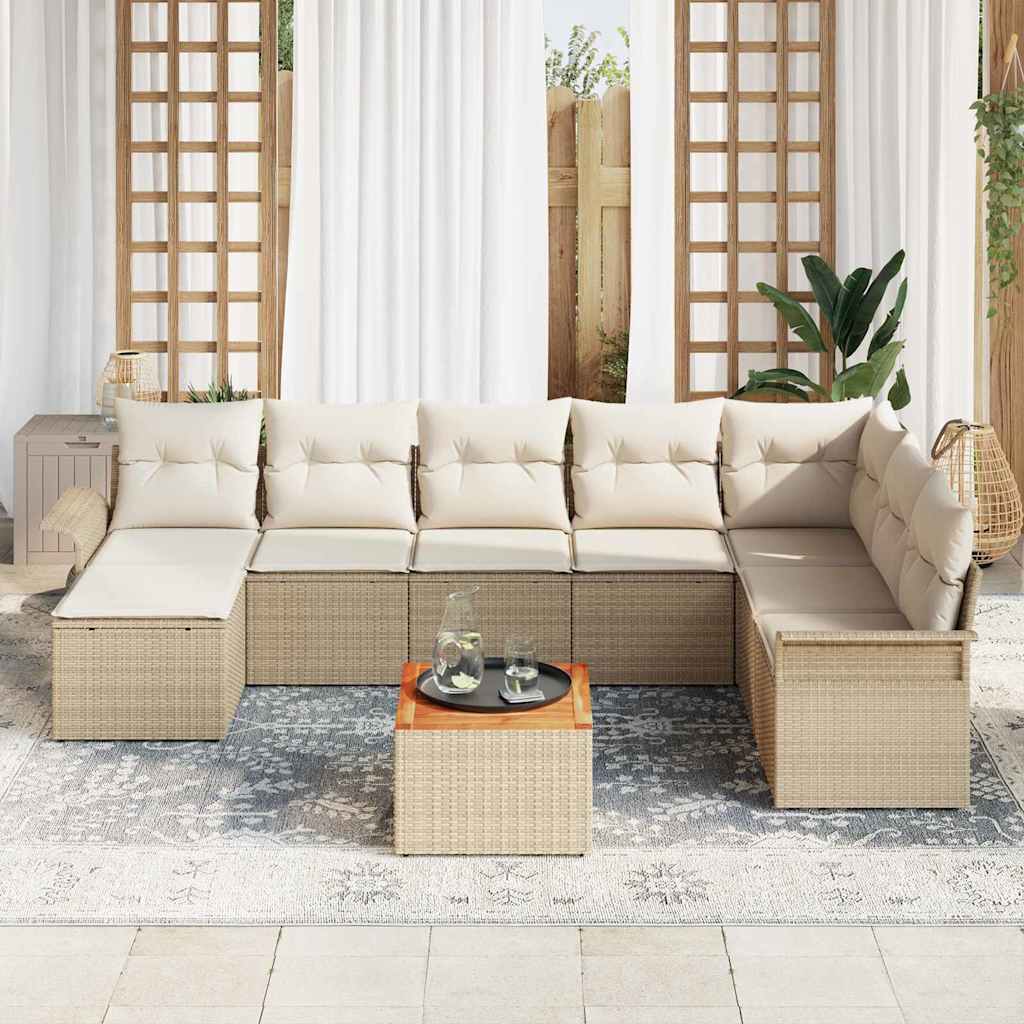 Havesofa Sæt med pude med opbevaring 9 pcs Beige og creme