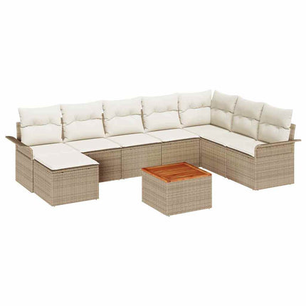 Havesofa Sæt 9 stk. Beige og creme polyrattan