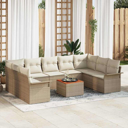 Havesofa Sæt 10 stk. 9-Antal sæder Beige og creme polyrattan