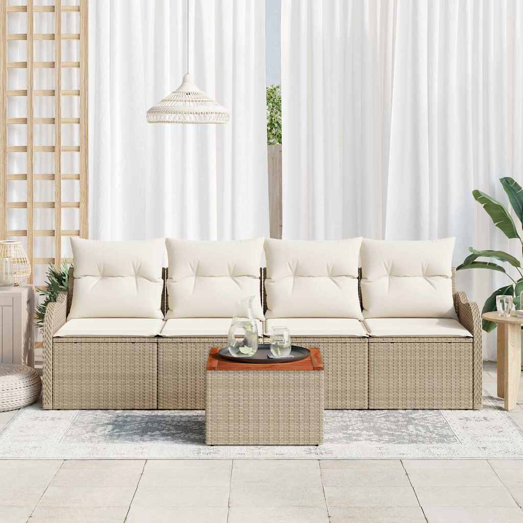 Havesofa Sæt med pude med opbevaring 5 pcs Beige og creme