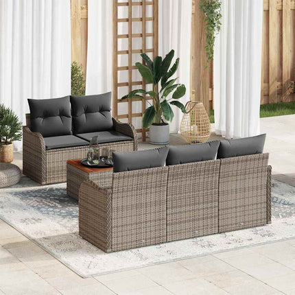 Havesofa Sæt med opbevaring 6 pcs Grå polyrattan