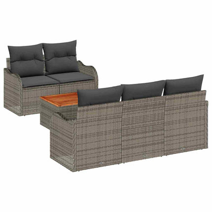Havesofa Sæt med opbevaring 6 pcs Grå polyrattan