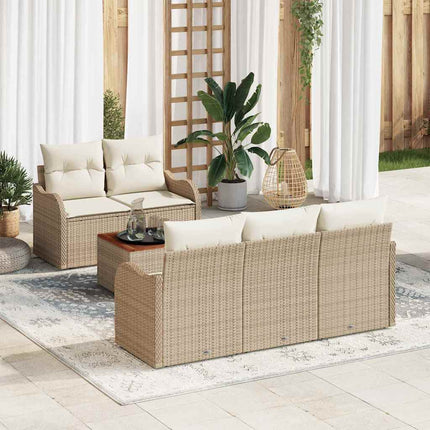 Havesofa Sæt 6 stk. 5-Antal sæder Beige og creme polyrattan