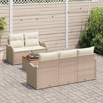 Havesofa Sæt 6 stk. 5-Antal sæder Beige og creme polyrattan