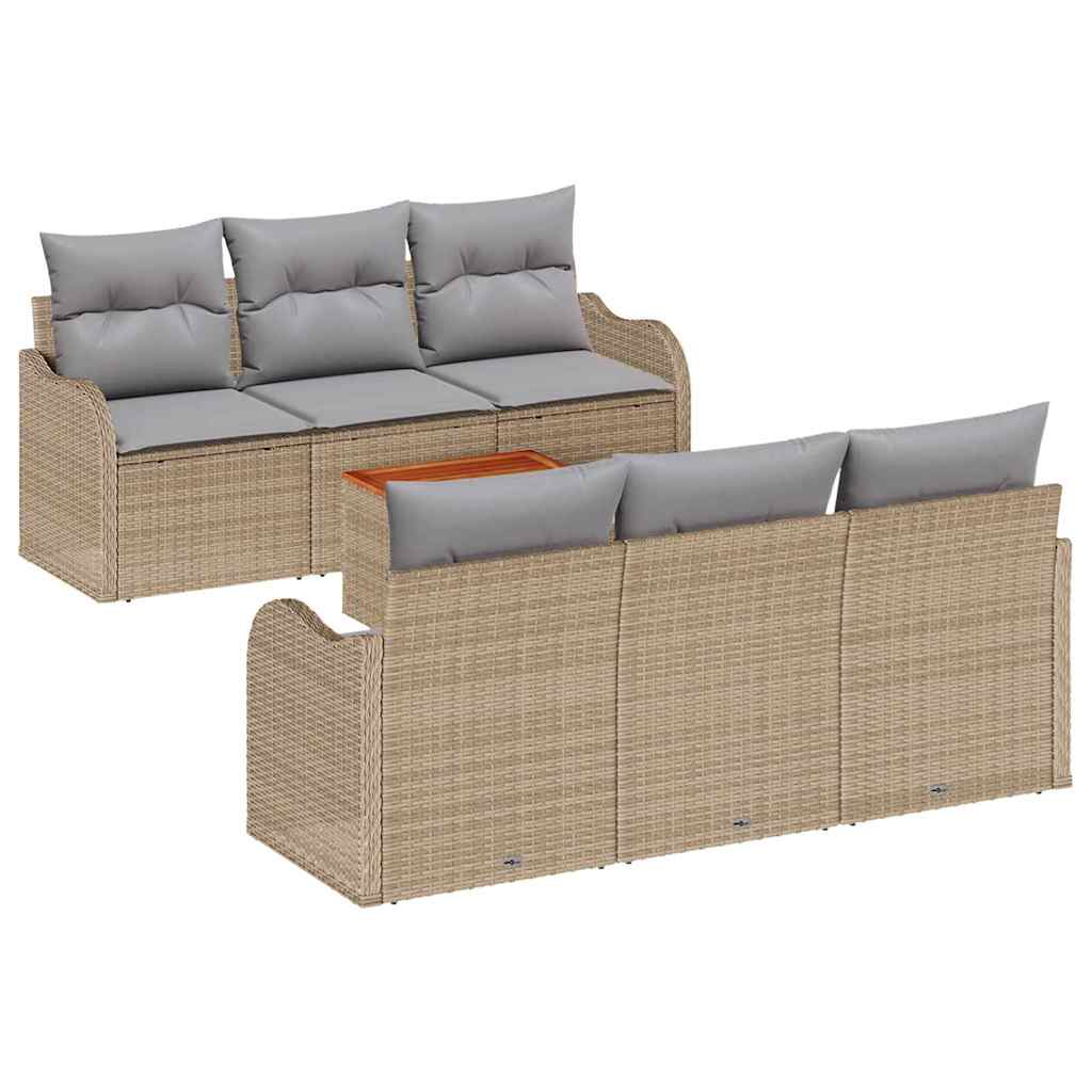 Havesofa Sæt med opbevaring 7 pcs Beige og lys grå polyrattan