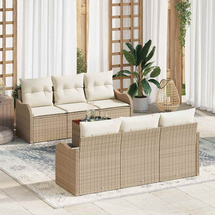 Havesofa Sæt 7 stk. Beige og creme polyrattan