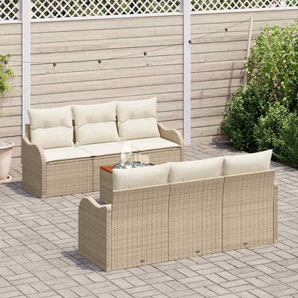 Havesofa Sæt 7 stk. Beige og creme polyrattan
