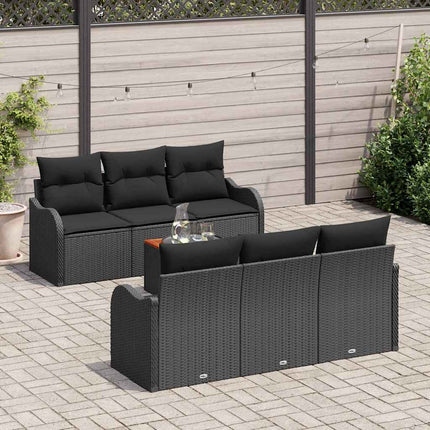 Havesofa Sæt med opbevaring 7 pcs Sort polyrattan