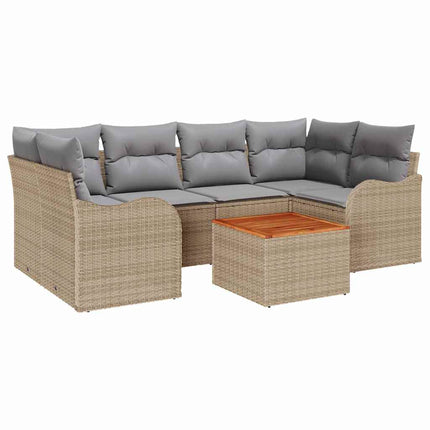 Havesofa Sæt 7 stk. Beige og lys grå polyrattan