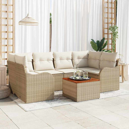 Havesofa Sæt 7 stk. Beige og creme polyrattan