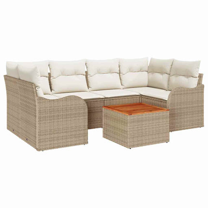 Havesofa Sæt 7 stk. Beige og creme polyrattan