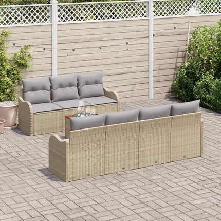 Havesofa Sæt 8 stk. Beige og lys grå polyrattan